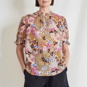 Apiece Apart Los Altos ruffled floral-print organic cotton-voile blouse